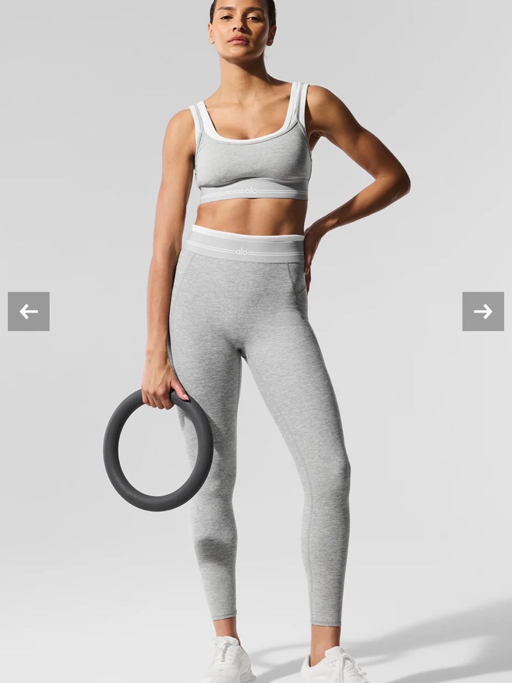 ALO Yoga Women's Light Heather Grey White Sports Bra